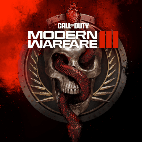 The cover for Call of Duty: Modern Warfare III features a menacing skull entwined with a red serpent