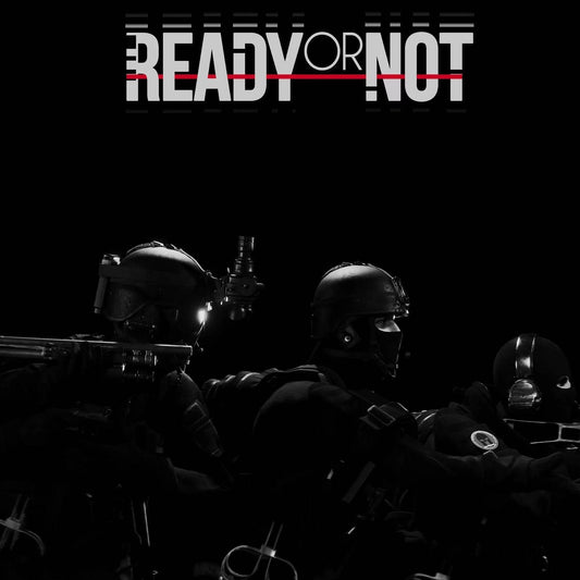 The "Ready Or Not" cover features three SWAT officers in tactical gear against a black background, highlighting the game's tension and realism