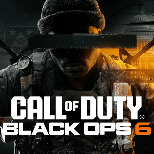 The "Call of Duty Black Ops 6" cover shows a heavily armed soldier with black stripes on his face, against dark green and orange lighting, title at the bottom