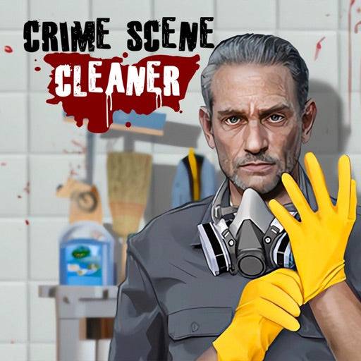 The cover of "Crime Scene Cleaner" depicts a solemn, gray-haired cleaner in a sterile setting, standing ready to clean up a grisly crime scene