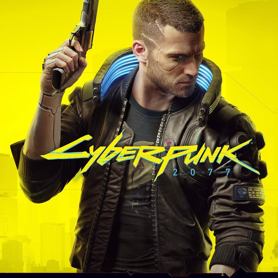 The "Cyberpunk 2077" cover features V in a glowing jacket, holding a high-tech pistol against a neon-yellow backdrop